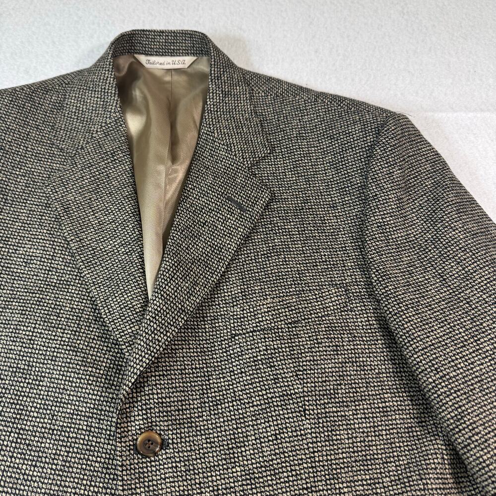 Stafford Options Brown Wool Blend Tweed Blazer Sport Coat 44L Made in U.S.A Flaw